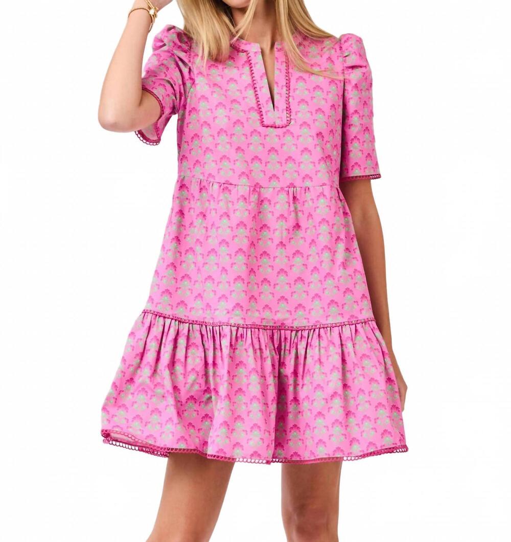 NEW MARY SQUARE adelyn dress in deco lilies fuchsia